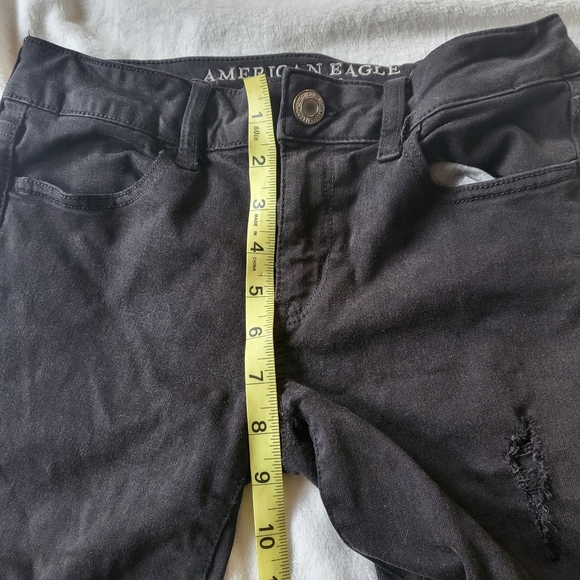 American Eagle Outfitters super stretch jeggings black ripped size 4 - Picture 6 of 7